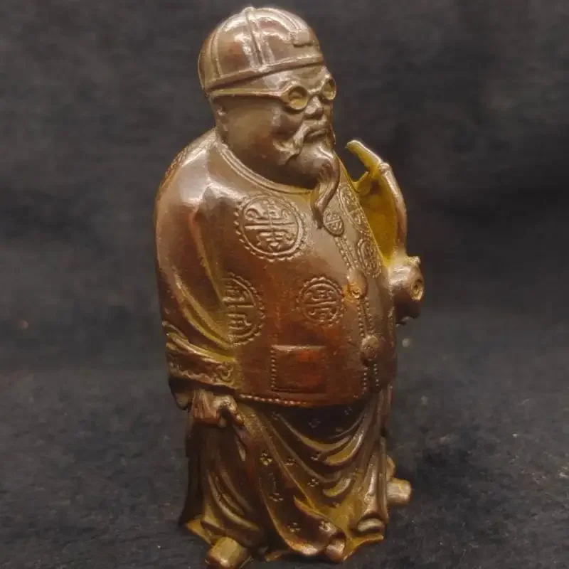 Old Imitation Antique Style Fortune Seeking Money Shopkeeper, Ancient Ornaments Made of Alloy Copper