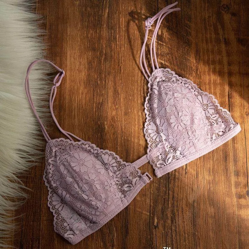 Elegant French thin lace lingerie, back zipper closure, wireless pure cup, ultra-thin soft triangle cups for small bust shape