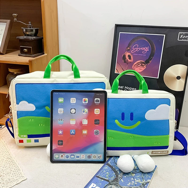 Cute Tablet Sleeve Bag Crossbody Handbag For IPad Xiaomi Tablet Laptop Cover Pouch Notebook Shoulder Carry Commuter Bag