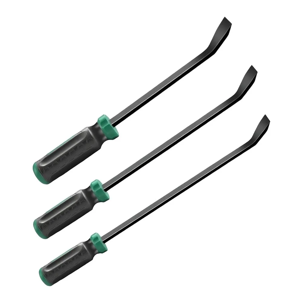 3 Pieces For Automotive Pry Bar Set Featuring 45 Degree Angled Tips and Strike Cap Handle for Efficient Torque and Nail Removal