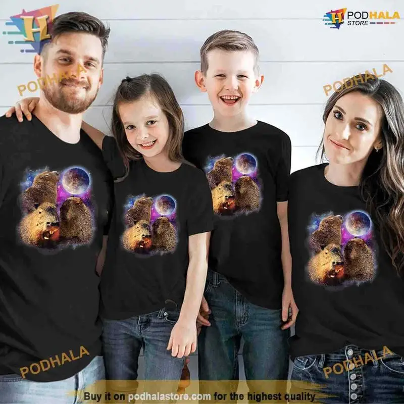 3 Capybara Moon Stuffed Animal For Kids T Shirt_oh3_68
