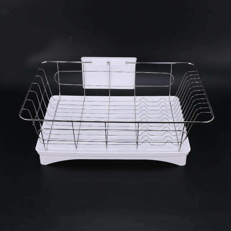 Stainless Steel Dish Drainer Drying Rack With 3-Piece Set Removable Rust Proof Utensil Holde For Kitchen Counter Storage Rack