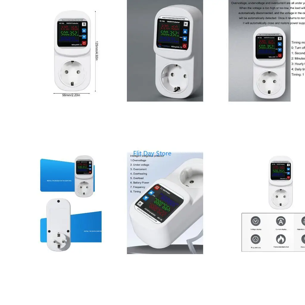 F92C Intelligent EU Power Socket with Voltages Current Monitoring Over Undering Protections Auto Recovery Multifunctional for