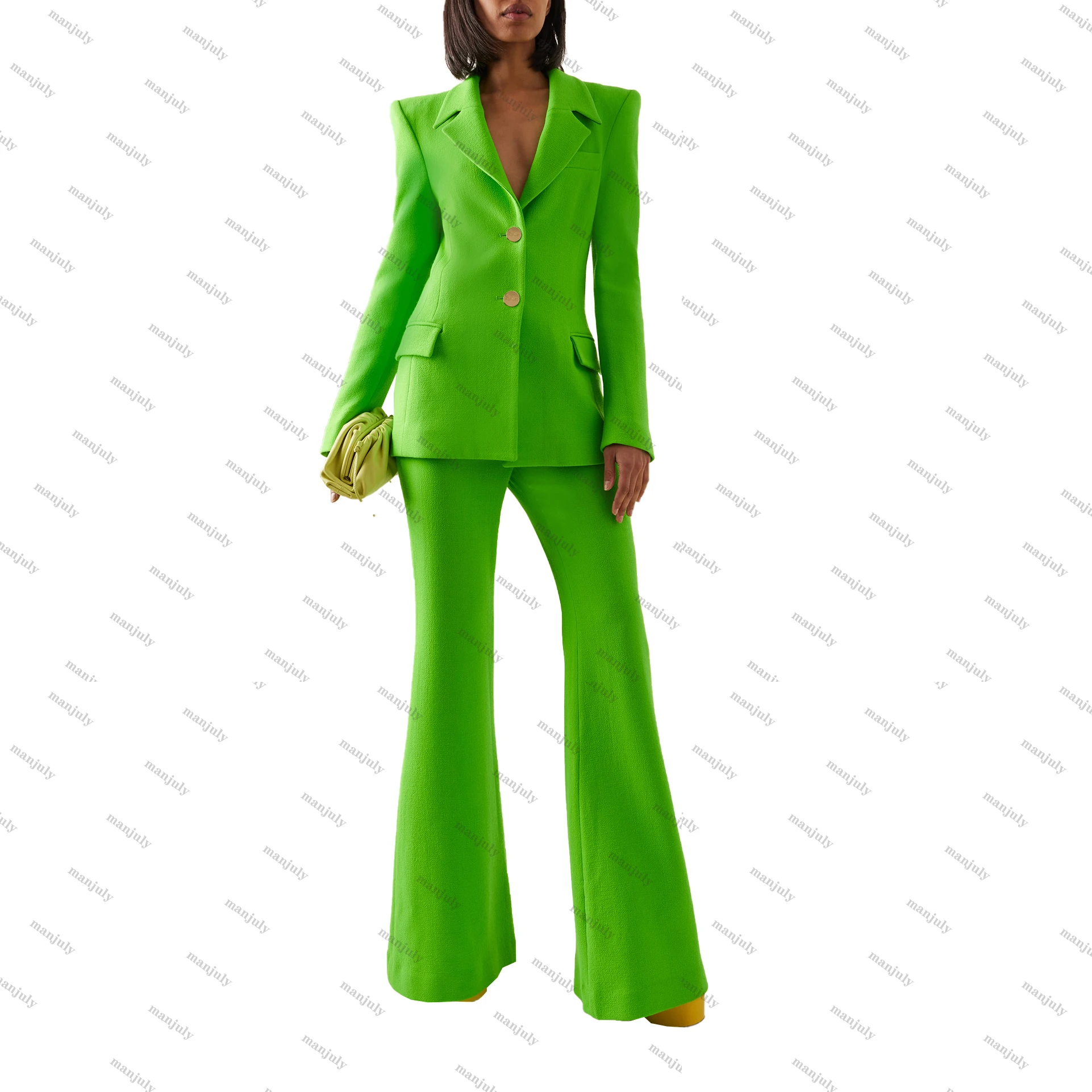 Imagem -05 - Blazer de Lapela Casual Feminino Ternos Personalizados de Baile de Formatura Celebridade Jaqueta de um Botão Tapete Vermelho Verde Peças