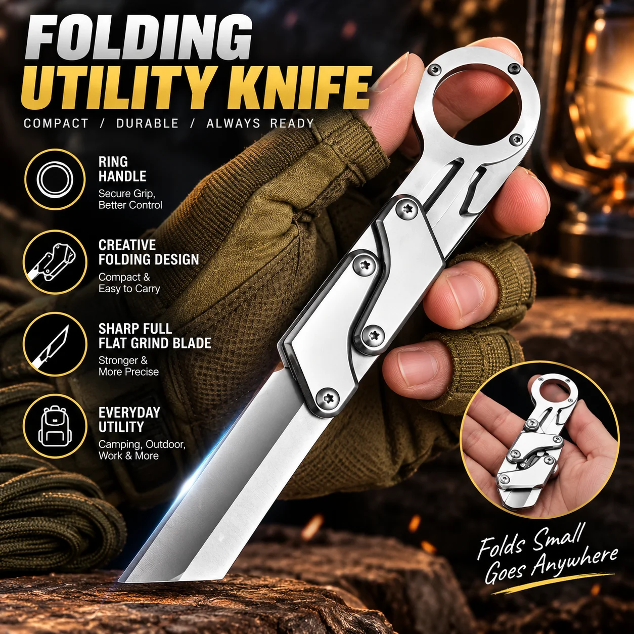 1pc, Multifunctional Folding Knife, Stainless Steel Pocket Knife, Creative Deformation Knife, Outdoor Knife