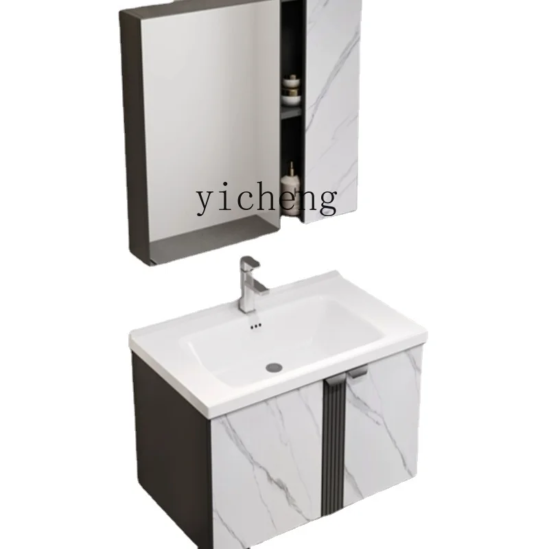 

L Bathroom Cabinet Combination Household Ceramic Whole Washbin Hd Lens Aluminum Alloy Bathroom Cabinet