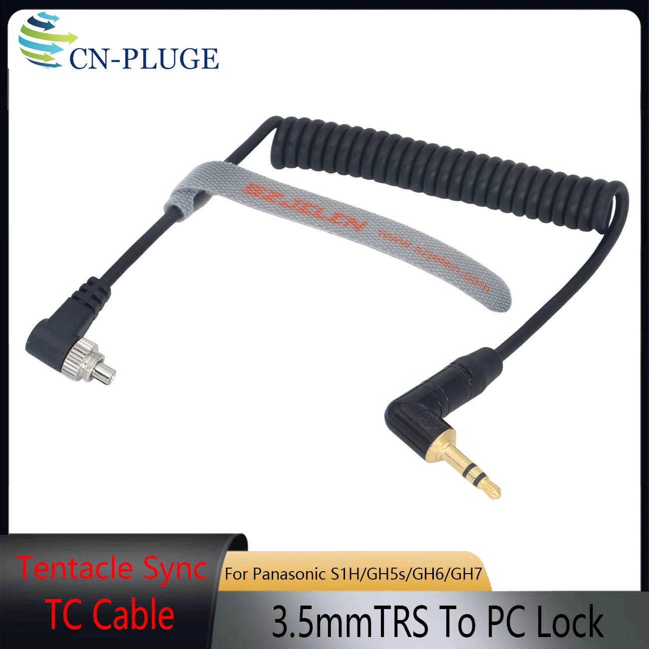 Cable de sincronización Tentacle Sync Timecode de 3.5mm TRS a PC con bloqueo, cable en espiral para Panasonic LUMIX S1H GH5s GH6 Sync E Track E Timebar C25
