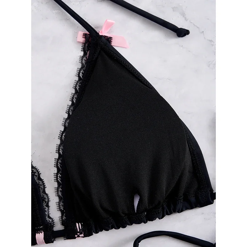 Sexy Bikini Badeanzug Frauen Patchwork Bowknot Dreieck Lace Up Micro Bikini 2025 Sommer Neue Split Beachwear 2-teiliger Badeanzug