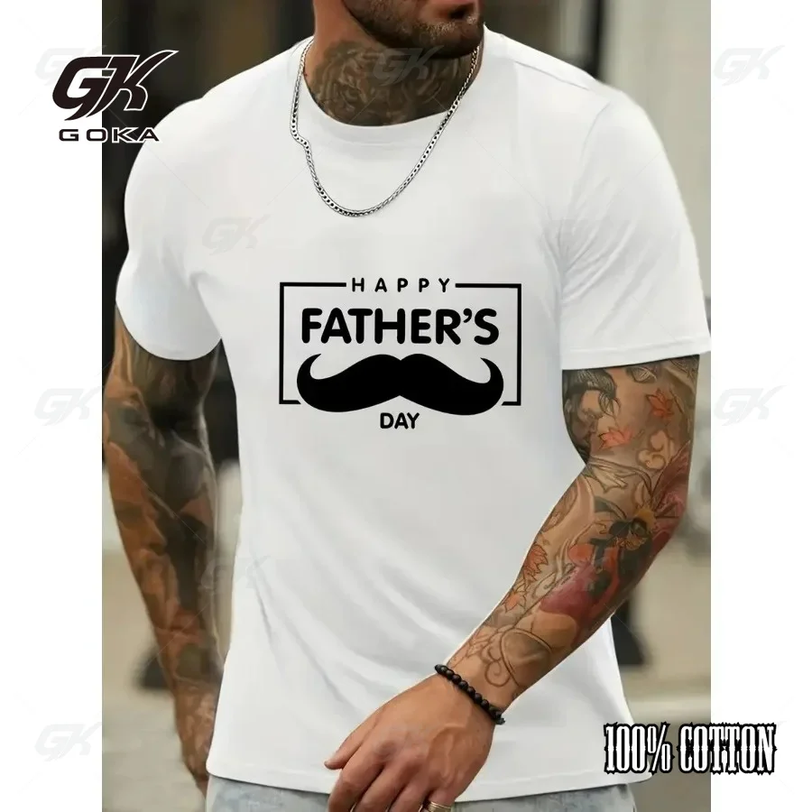 Happy Father's Day Mustache Graphic T-Shirt Printed casual Fashion Street Comfortable Men's Casual Cotton Short Sleeve Dad Tops