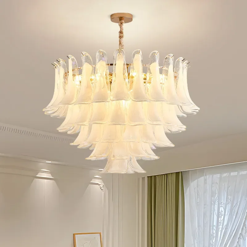 for Customized French Retro Living Room Chandelier Cream Style Luxury Villa Hall Main Light Full Spectrum Eye Protection