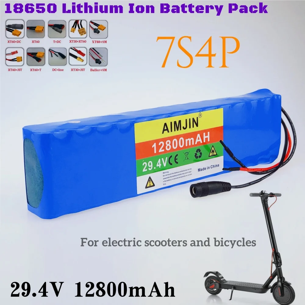 

NEW 7S4P 24V 12.8Ah 18650 rechergeable Li-ion Battery Pack for Electric Motor Bicycle Scooter Wheelchair with BMS