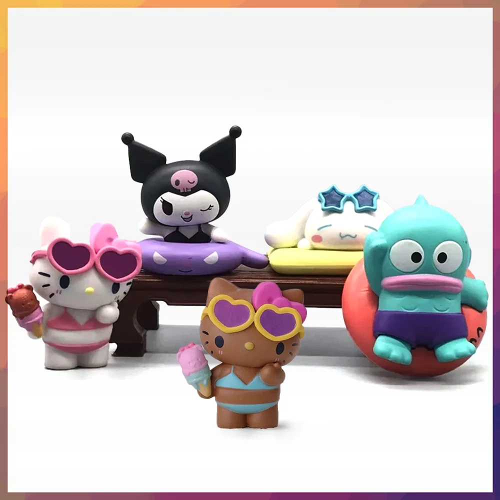 

Sanrio Blind Box Toy Hello Kitty Kuromi Cinnamoroll Hangyodon Bikini Swimwear Anime Figure Model Toys Collect Ornaments