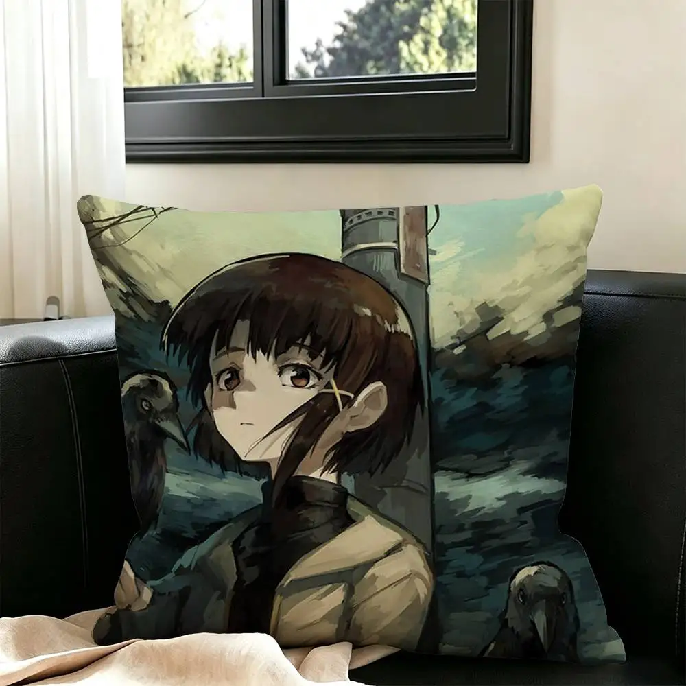 S-Serial Experiments Lain Iwakura  Square Double-Sided printed Pillow Case Bedroom Bedside Pillow Sofa Cushion Cover