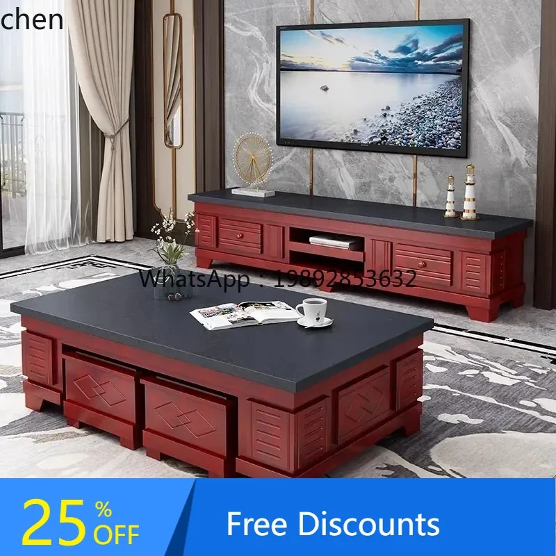 

LYY solid wood coffee table TV cabinet combination simple modern storage living room home office