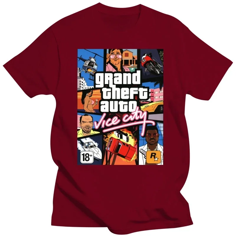 Dropshipping Grand Theft Auto Vice City Gta Game s Men s Big Tall Pure Cotton Round Neck Tee Shirts