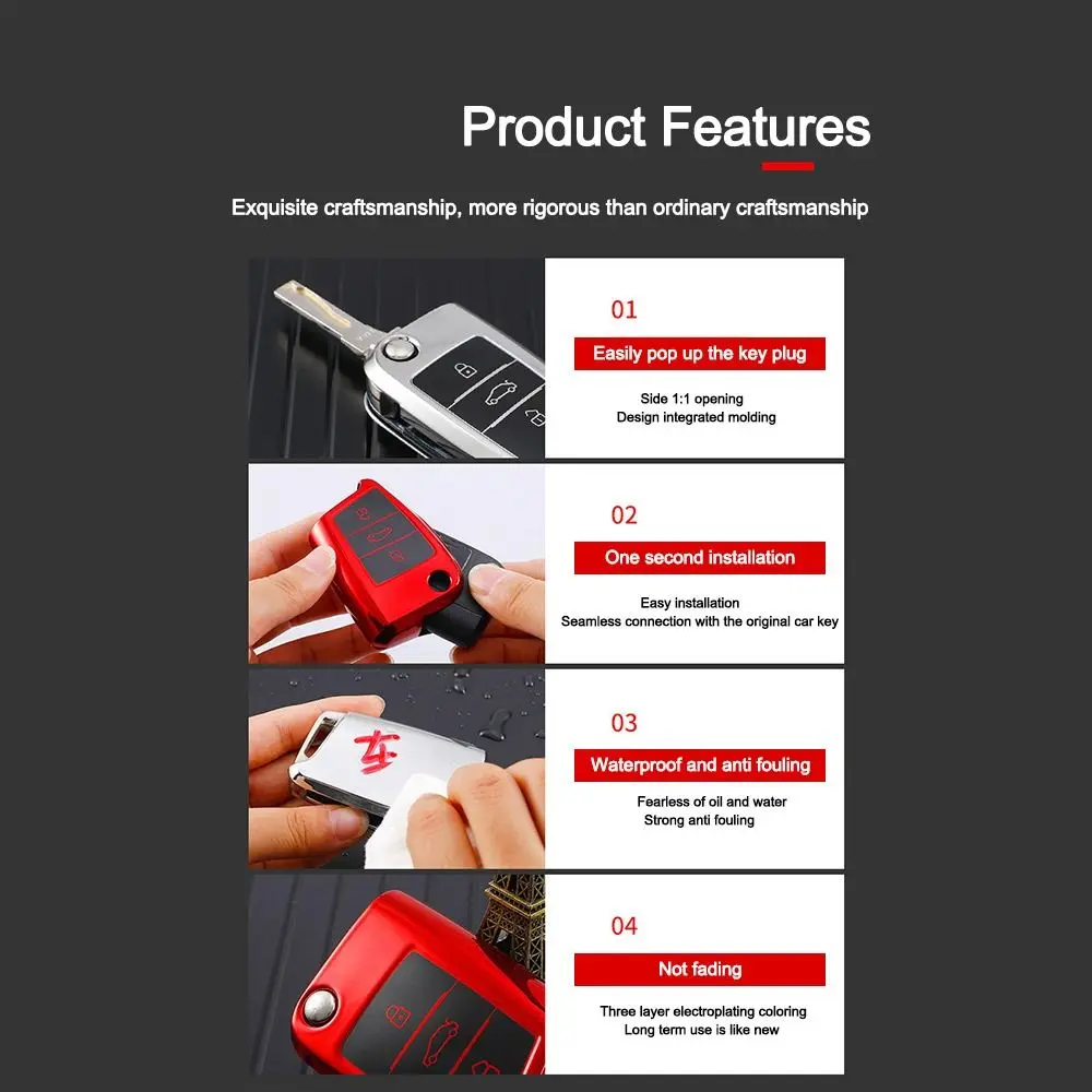 

TPU Car Key Case Soft Key Fob Cover for VW Volkswagen Golf 7 MK7 Tiguan MK2 For SEAT Ateca Leon FR 2 Ibiza Skoda Octavia A7