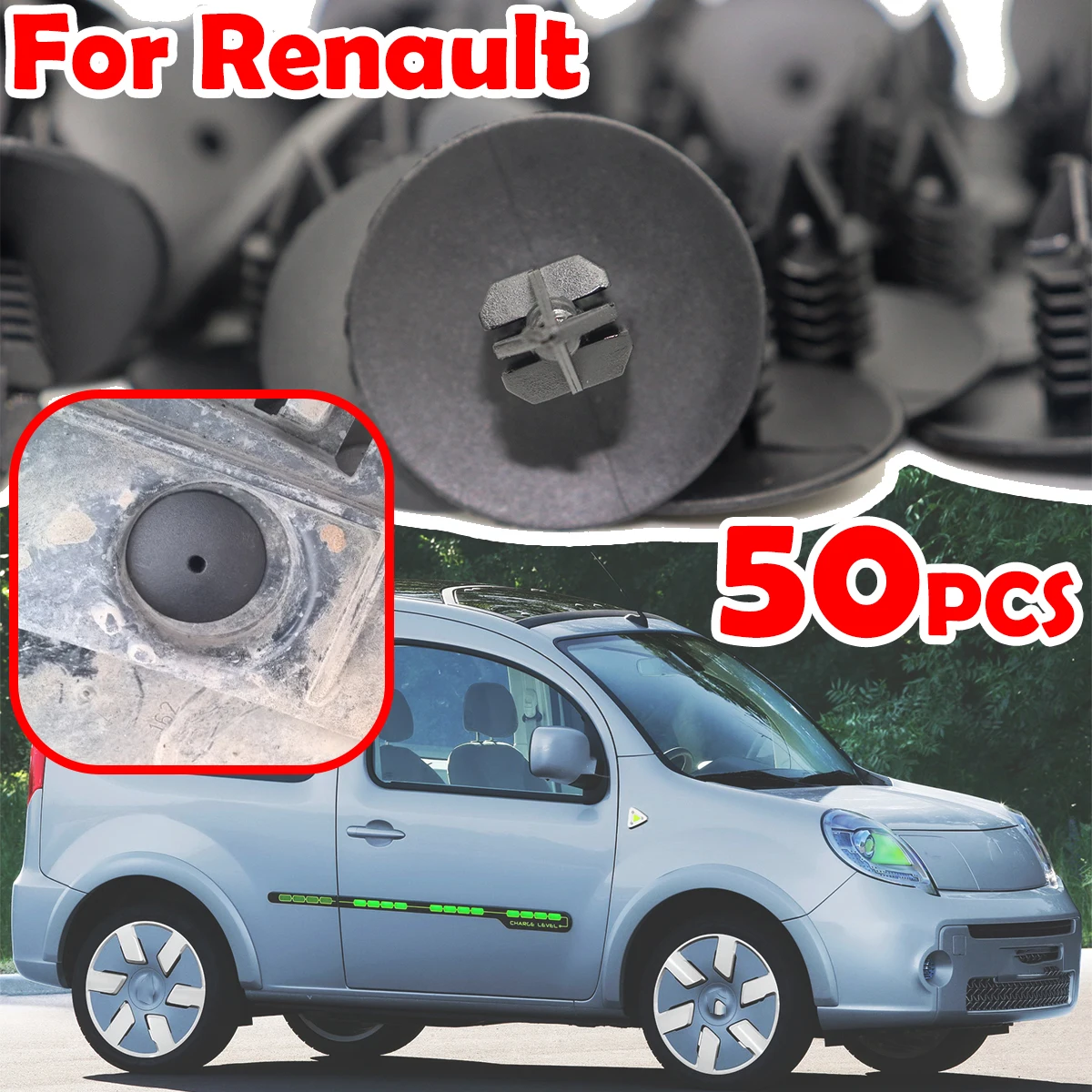 

50pcs Car Wheel Arch Liner Splash guard Clips Plastic Fastener For Renault KANGOO LAGUNA LOGAN 7703077435 Tool-Free Installation