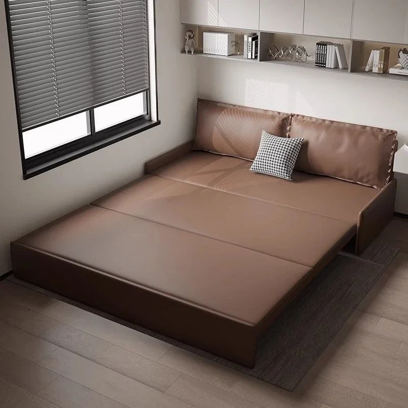 Small apartment sofa bed, dual-purpose folding cream wind living room multi-functional cat claw cloth