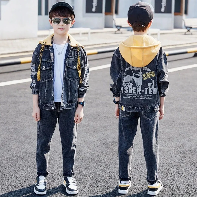 Boys Suit Coat+Pants Cotton 2Pcs/Sets 2023 Vintage Spring Autumn Sports Sets Tracksuit Children Clothing