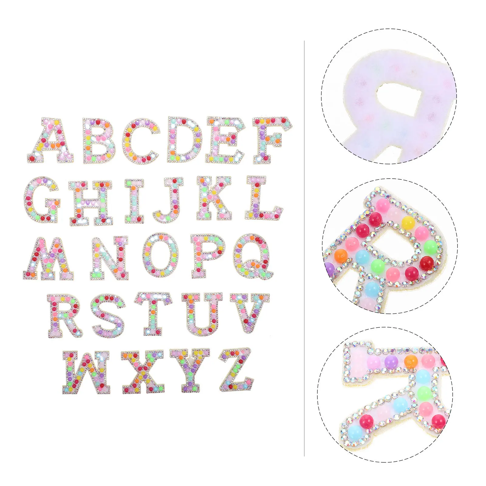 

26Pcs Alphabet Fabric Patches Rhinestone Embellished Sewing Appliques for Clothing Decor DIY Craft Repair Garment Accessories