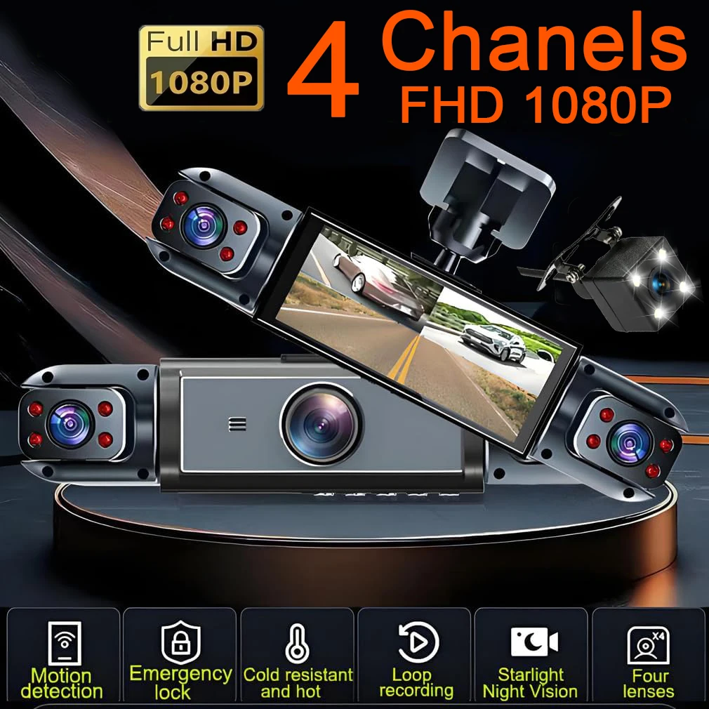 

1080P HD Dash Cam 360° Car Recording Camera Car DVR Front Left Right Cabinet Camera Black Box Night Vision