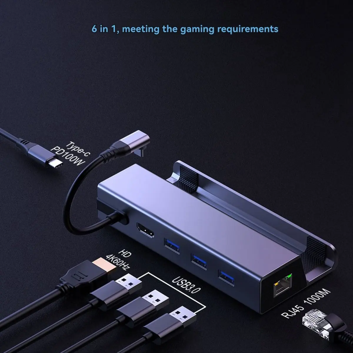 Handheld Charging Dock Multi Port USB HUB Video Converter Base Expansion Dock
