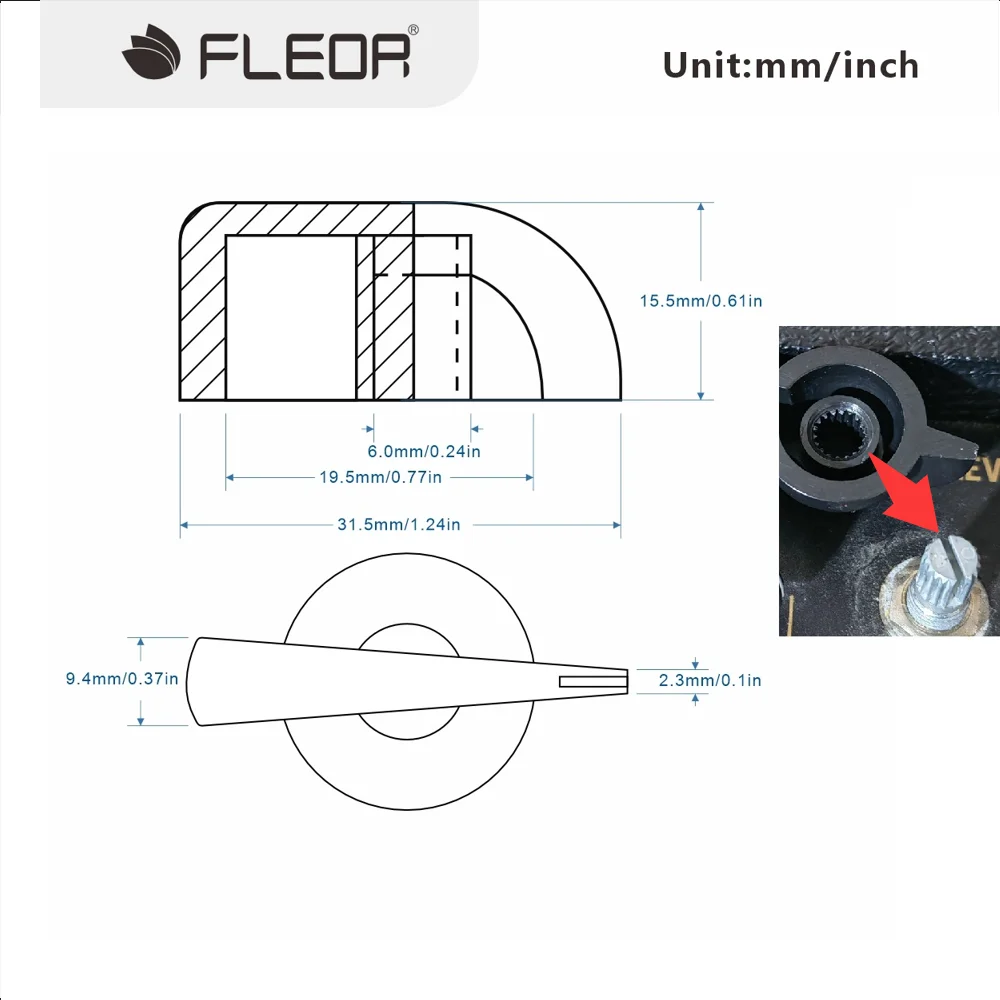 FLEOR 6 Stück Big Chicken Head Gitarrenverstärker-Effektpedalknöpfe, rot/schwarz/weiß zur Auswahl – Detail 2