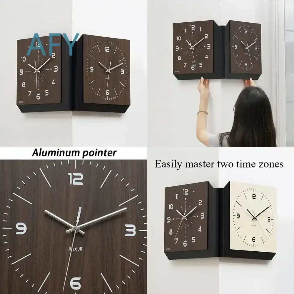 Double Sided Corner Wall Clock for Modern Living Room Hall Bedroom Kitchen Home Decor Luxury Elegant Wall Clock for Home