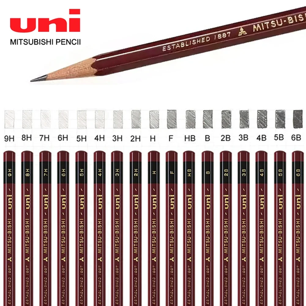 6 uds Japón Uni lápiz de dibujo 1887 poste de madera bocetos 2H/HB/2B/4B/6B lápiz todas las 17 dureza suministros de arte papelería escolar