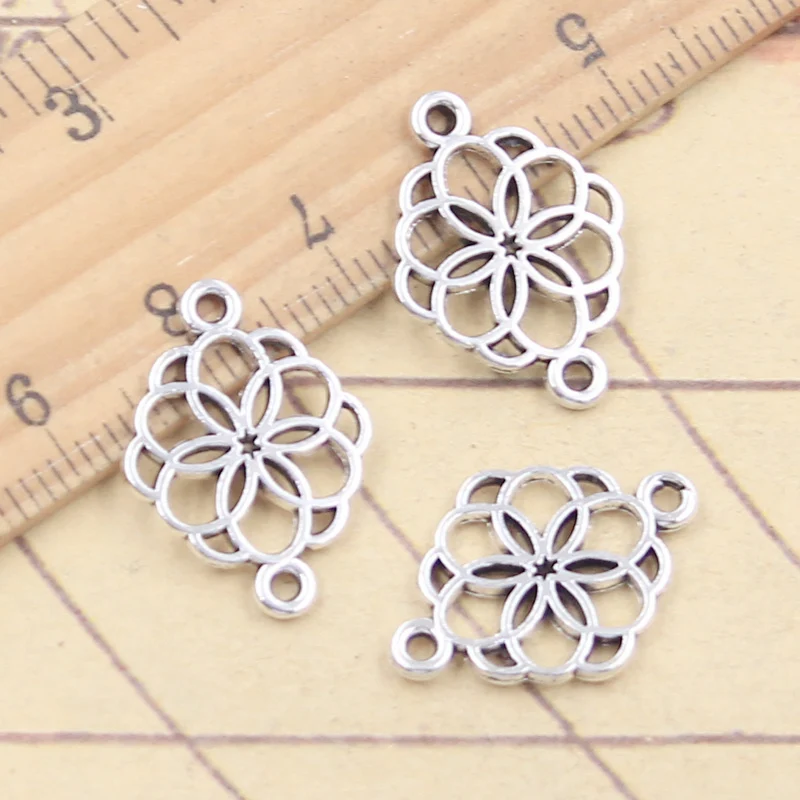 20pcs Charms Link Flower Of Life Connector 21x15mm Tibetan Silver Color Pendants Antique Jewelry Making DIY Handmade Craft