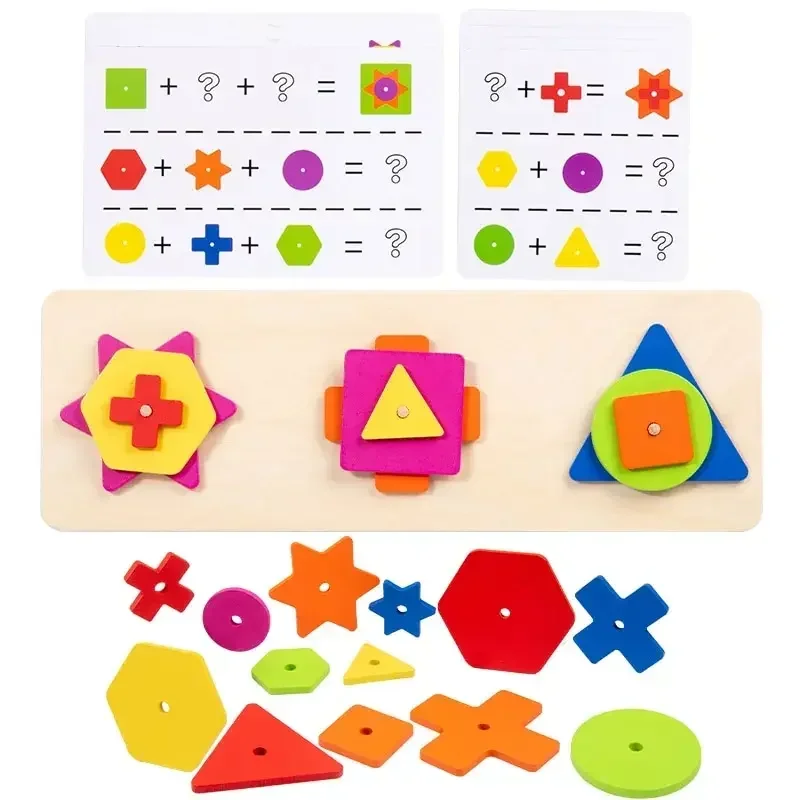 Jeu Sensoriel Montessori, Jouets en Bois, Forme Géométrique, Documents, Jouets Assortis, Formation à la Réflexion, Éducation Précoce, Empilage, Planche Occupée