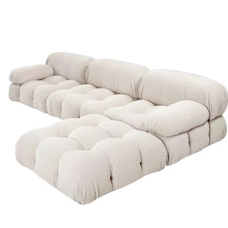 Living Room Sofa,White Lamb Wool Cloud Cream Cloth Sofa For Small Living Room Leisure Sofa Set Modular Room Sectional Sofas