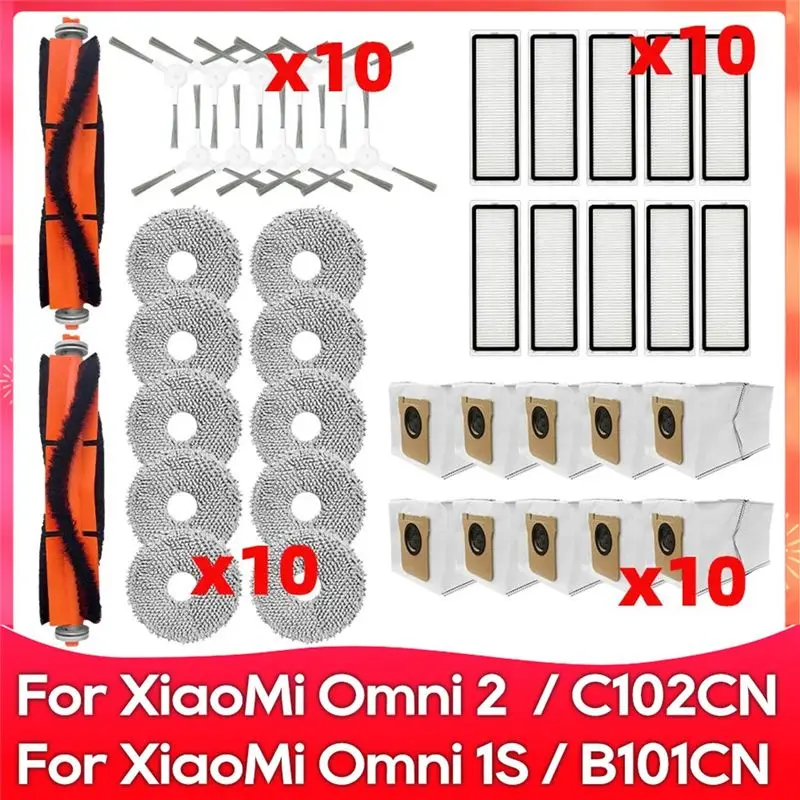 

Запасные части AEE6 для Xiaomi Mijia Omni 2, C102CN, B101CN, B116, X10+, X20+: роликовая и боковая щетки, фильтры, насадки для влажной уборки, мешки для сбора пыли