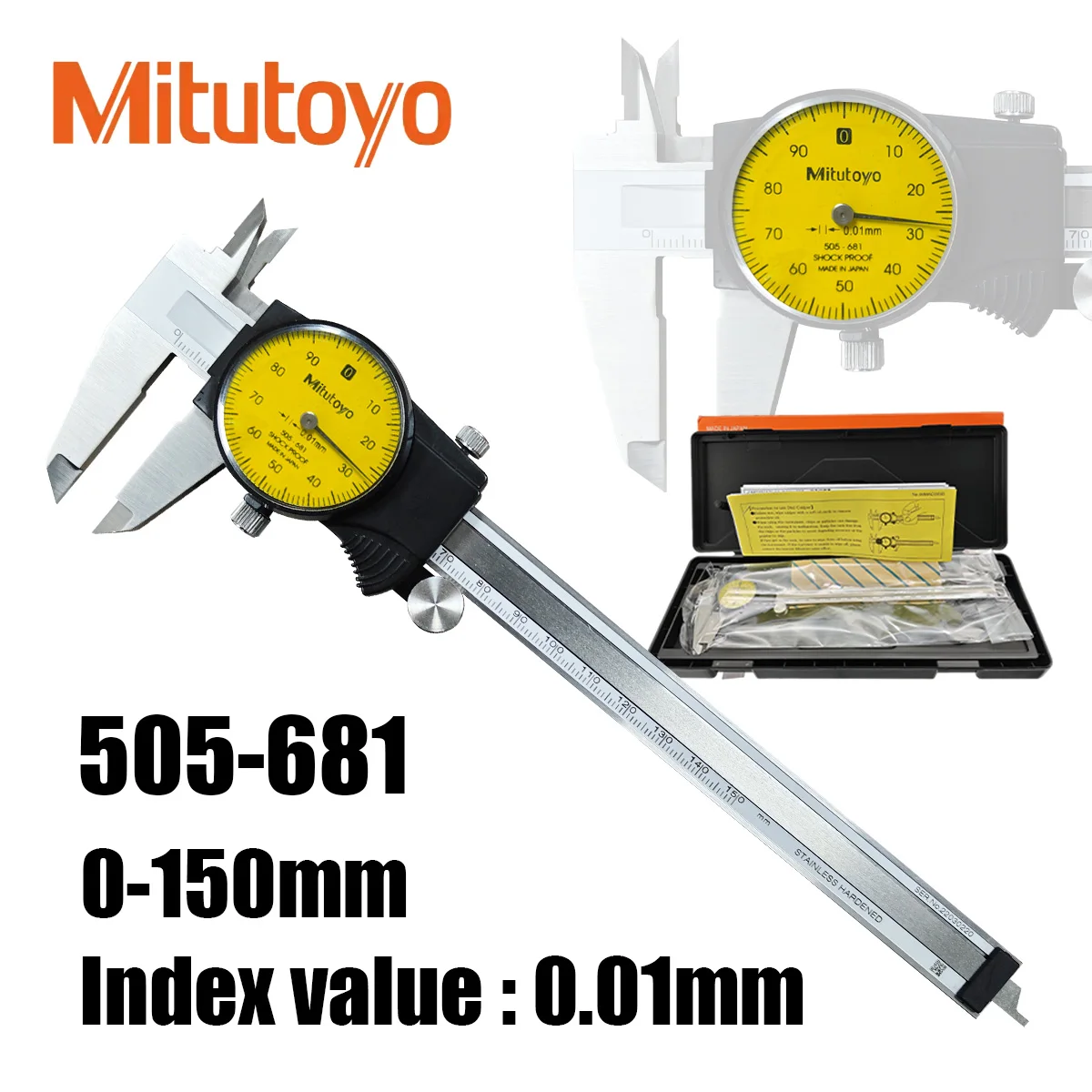 

Оригинальные циферблатные штангенциркули Mitutoyo 505-681, диапазон 0-150 мм, точность 0,01 мм, прецизионные измерительные инструменты для промышленного использования