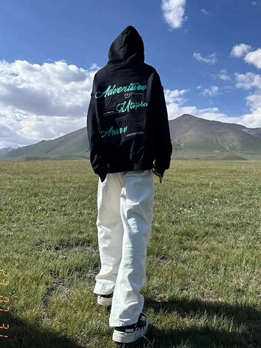 

Loose Straight Leg White Jeans Men's Casual Trousers Drapey Comfortable Cotton Blend Youthful Trendy Spring Collection