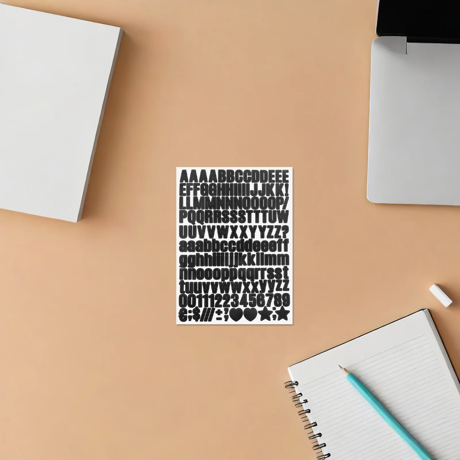 

15 Sheets Black Waterproof Letter Stickers Vinyl Self-Adhesive Number Alphabet Decals Small Size for Crafting Water Bottles