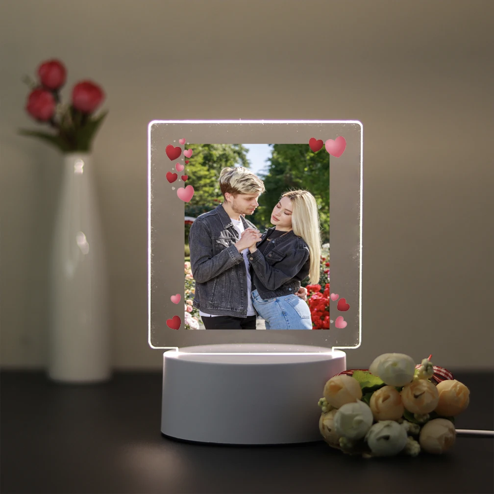 1pc Personalize nice couple Custom Photo Funny 3D Led Acrylic Night Lights Optical Illusion Table Lamp 3d Illusion Light image 3