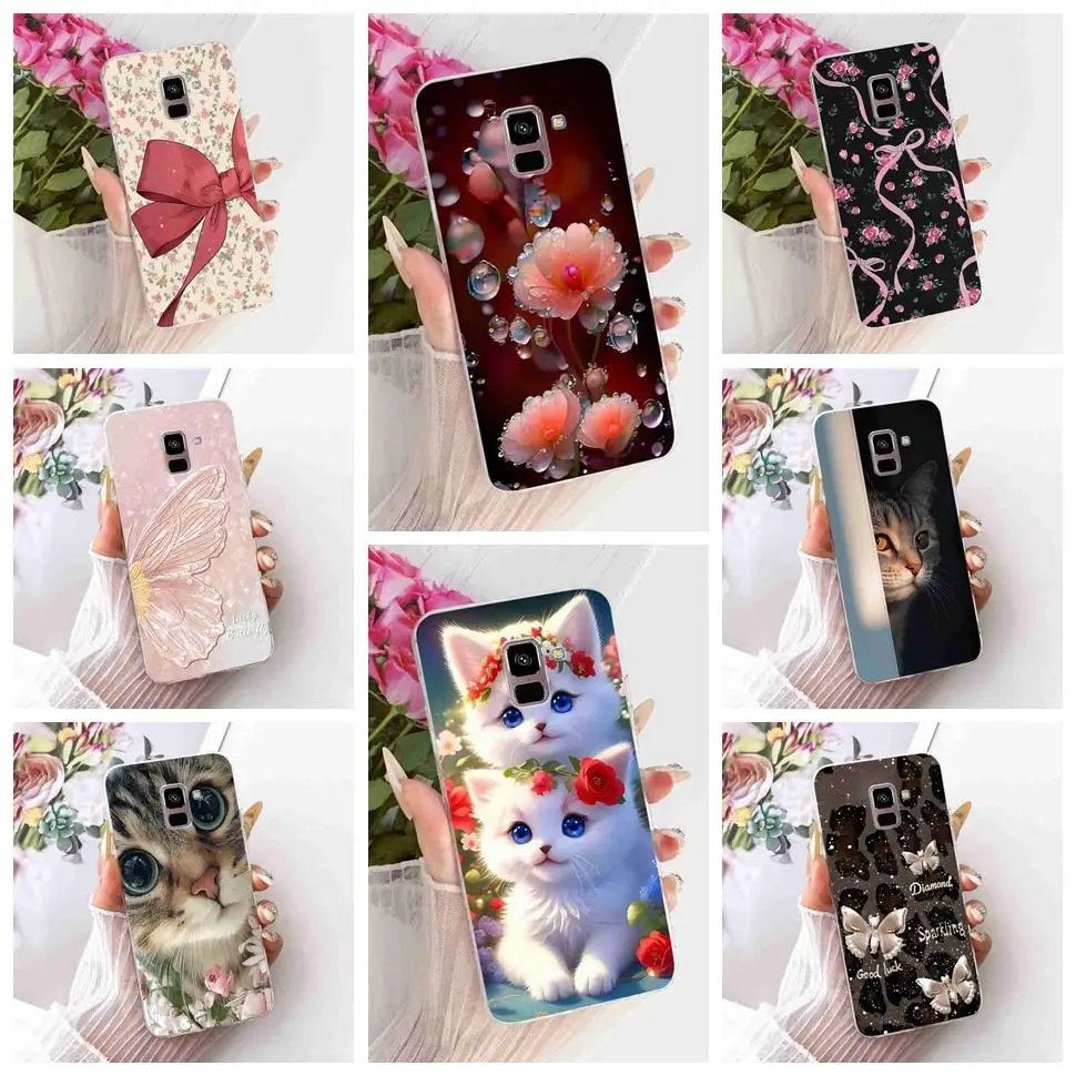 For Samsung Galaxy A8+ 2018 6.0" Case Cute Cats Popular Silicone TPU Clear Cover For Samsung A8 Plus 2018 SM-A730F Phone Cases