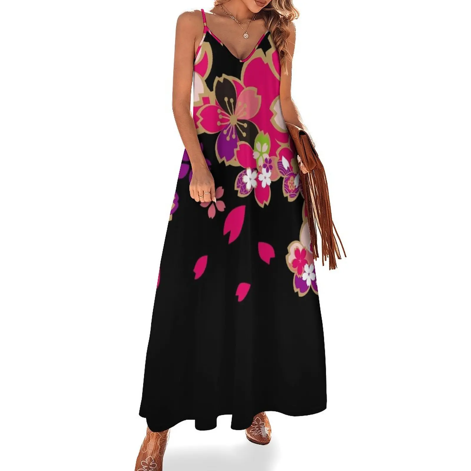 

Beautiful cherry blossoms of Japan　3 Sleeveless Long Dress Long dress Prom gown chic and elegant woman dress