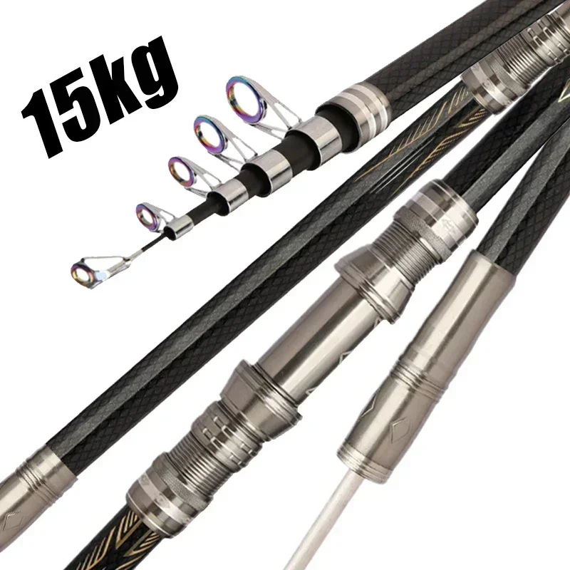 2.1M 2.4M 2.7M 3.6M 3.9M 4.5M Telescopic Portable Long Distance Throwing Rod Fishing Rod Travel Sea Boat Rock Lake Fishing Rod