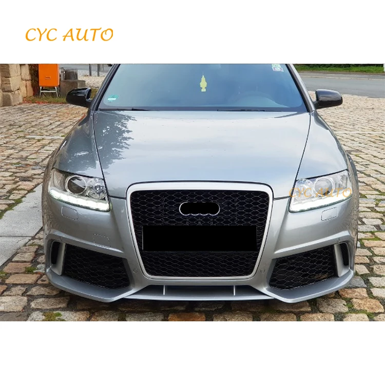 A6 C6 Upgrade to RS6 body kit car front bumper with grille for  S6 4F 2004 2005 2006 2007 2008 2009 2010 2011 2012