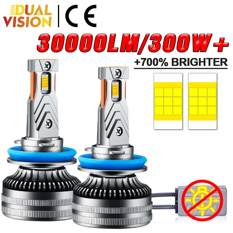 Dualvision 6000K HB3 HB4 9005 9006 H1 H3 H7 H4 H11 9012 Bulb Canbus Led Lamp CSP 8054 Power Car Headlight Fog Light 300W 30000LM