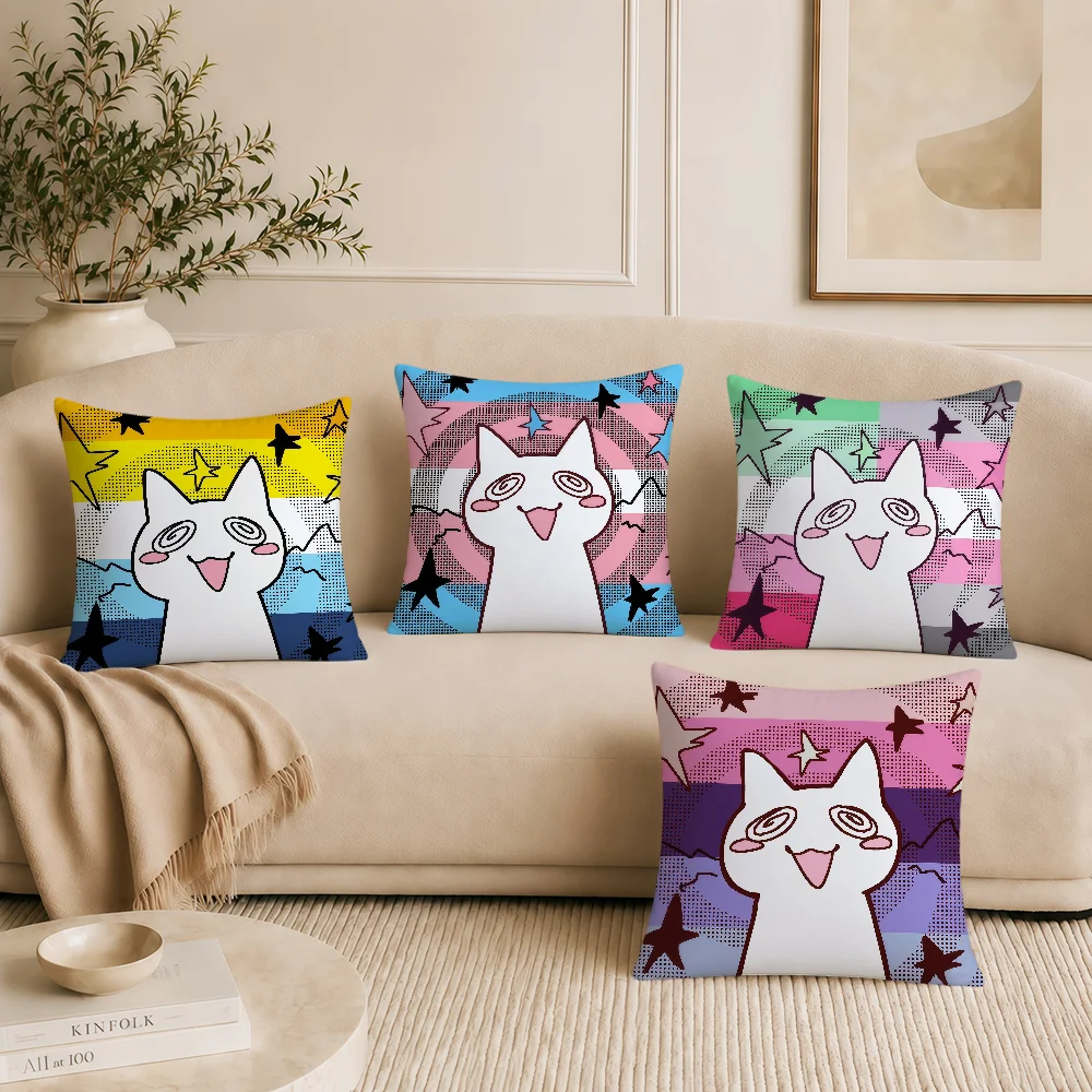 Trans Cat Pride Cute LGBTQ Meme Cushion Cover Soft Pillowcase Double Sided Sofa Home Living Room Decor Hogar Pillowcover Gift