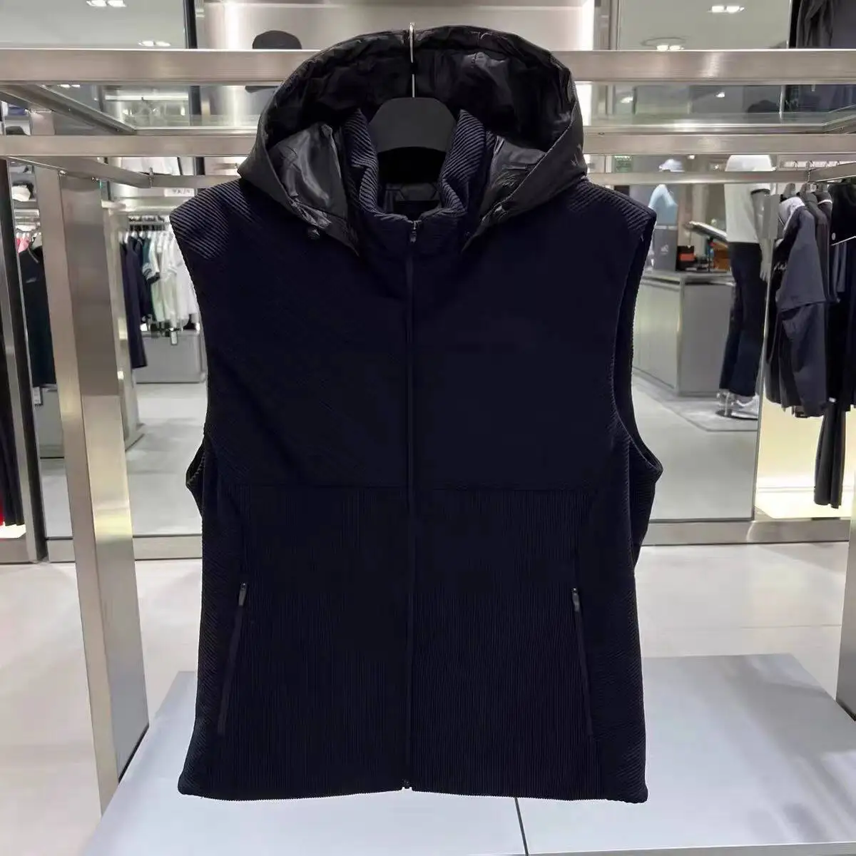 Autumn Winter New Men Golf Sleeveless Down Vest Zip Hood Warm Versatile Sports Male Golfer Outer Top