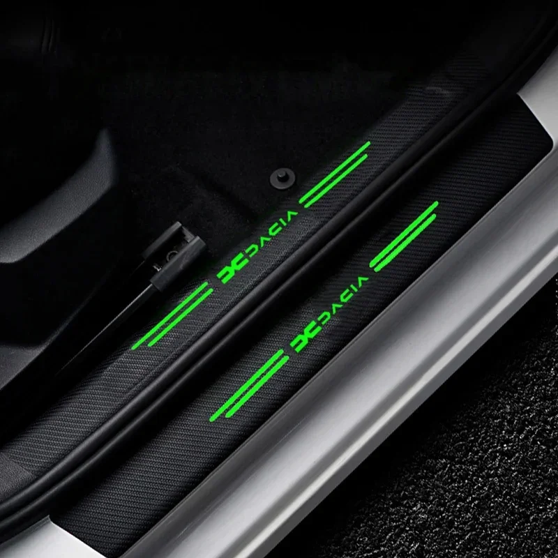 Luminous Car Door Sill Scuff Plate for Dacia Duster Spring Logan Sandero Jogger Lodgy Bigster Trunk Bumper Protector Stickers