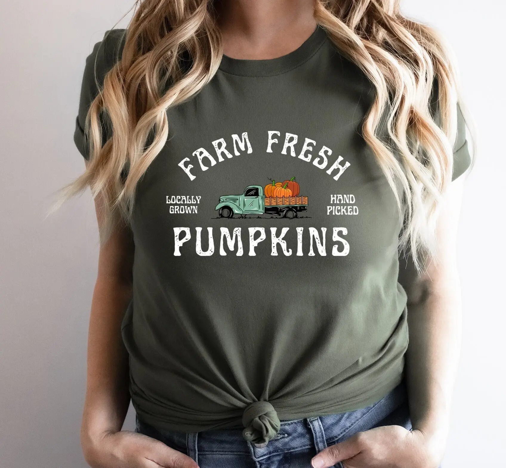 Farm Fresh Pumpkins T Shirt Fall Pumpkin Vintage Truck Lovers Pullover Autumn Patch Jumper