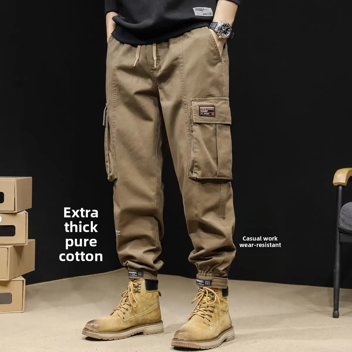 

Outdoor Camouflage Fce Lined Work Trousers Multi ket Loose Fit Large Size Cuffed Wear Resistant Autumn Winter Work Pants