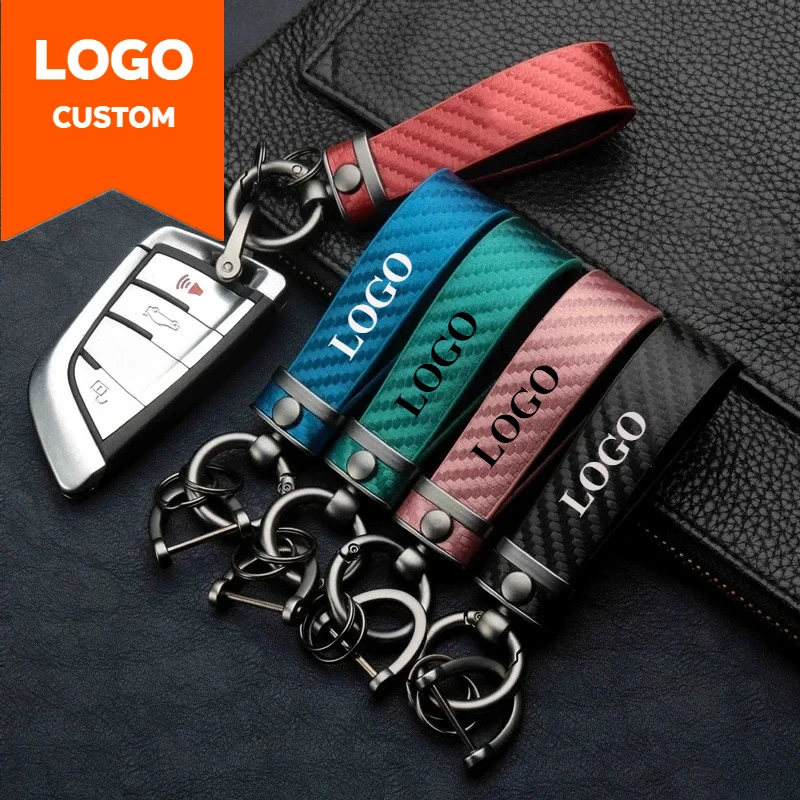 

Custom LOGO Retro Vintage Carbon Fiber Keychain for Men and Women Print Key Chains Ring Personalized Car Keyring Gift