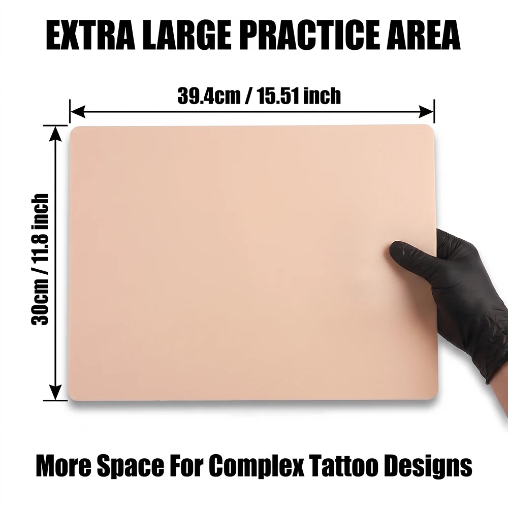 Oversize Tattoo Practice Skin 3MM A3 Size Silicone Fake Tattoo Skin Double-Sided Blank Training Synthetic Skin Accessories