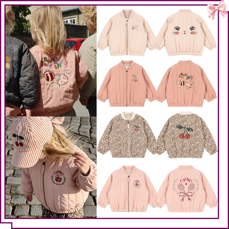 Children Outwear 26 KS Autumn Girls Embroidery Jacket Winter Sequin Lambswool Coats Girl Fleece Coat Kids Flight Suit Jackets